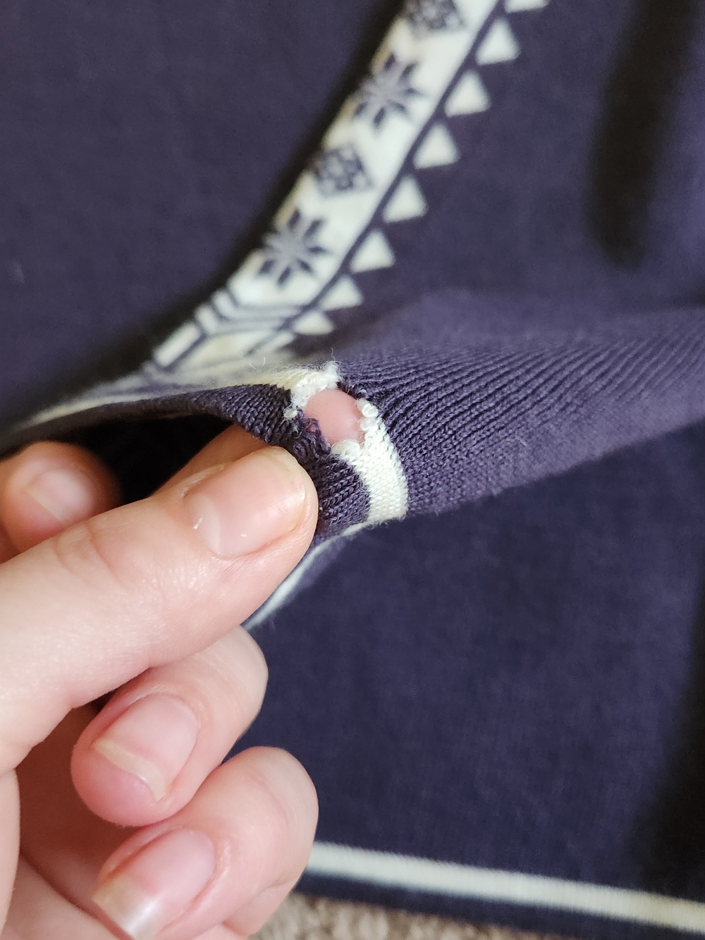 Dale of Norway Geilo Purple Women Sweater Pure Merino Wool  1/4 Zip Snowflake XL - Picture 9 of 13